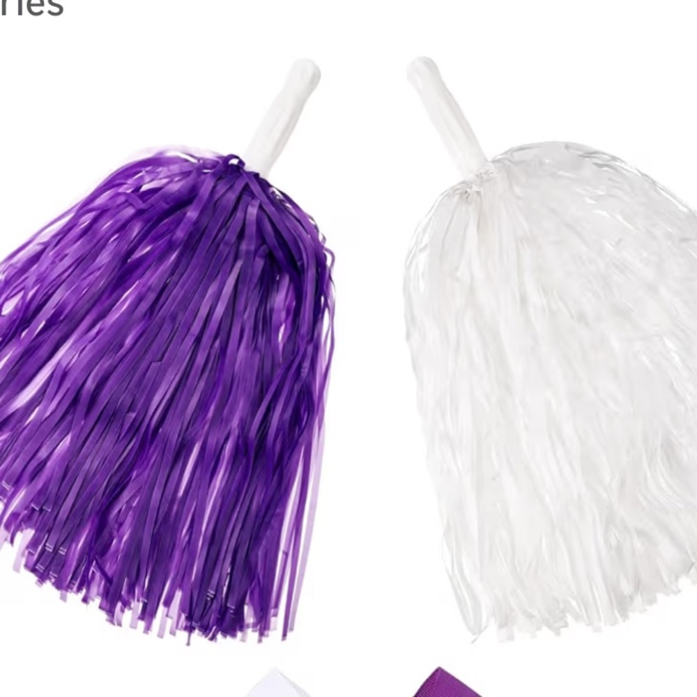 Purple and White Cheer Pom Poms